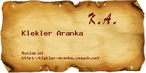 Klekler Aranka névjegykártya